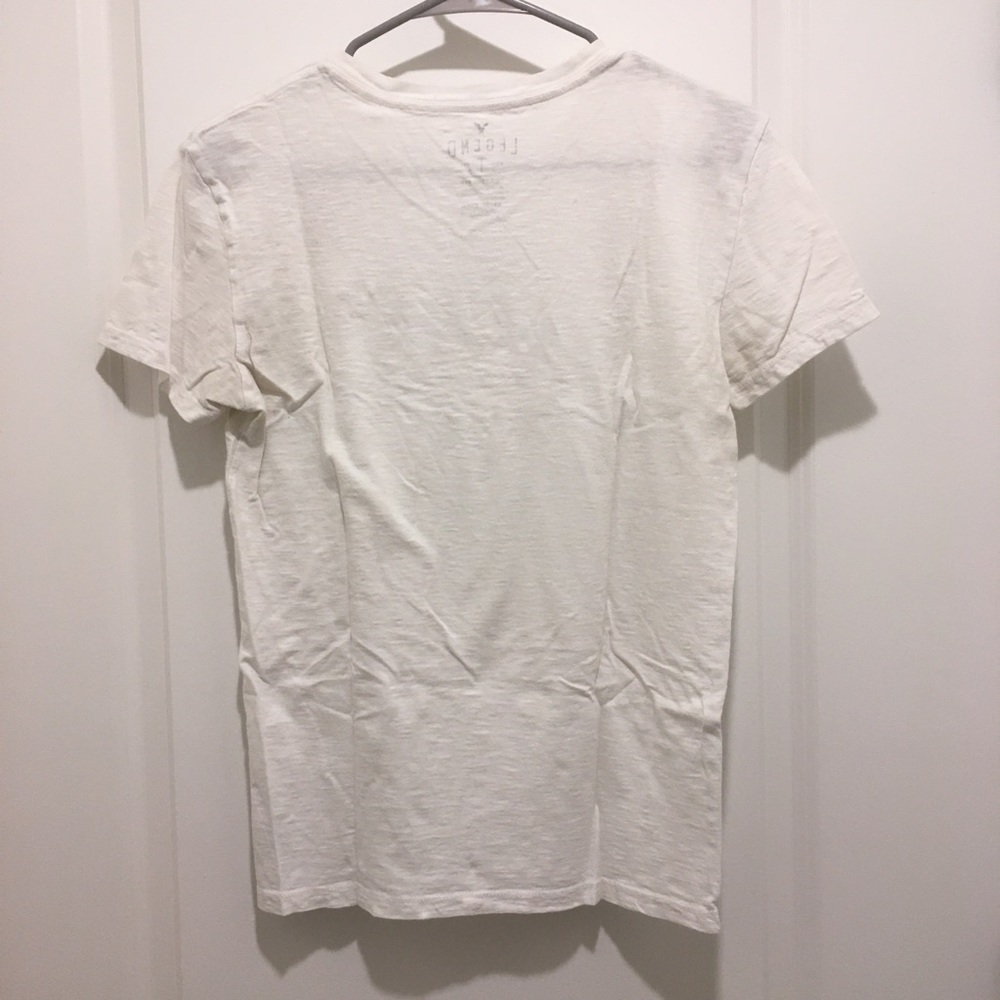 American Eagle White Short Sleeve V-Neck - Picture 3 of 3
